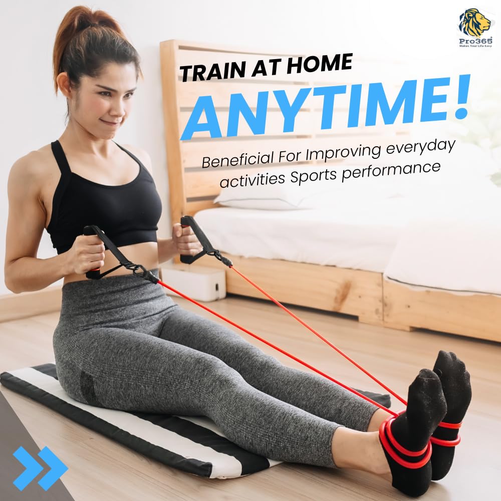 PRO365 30KG Resistance Band with Double Toning Tube | Heavy Duty Exercise Band with Solid Compound Handles | Home Gym Workout, Strength Training & Physiotherapy Equipment | 6 Months Warranty