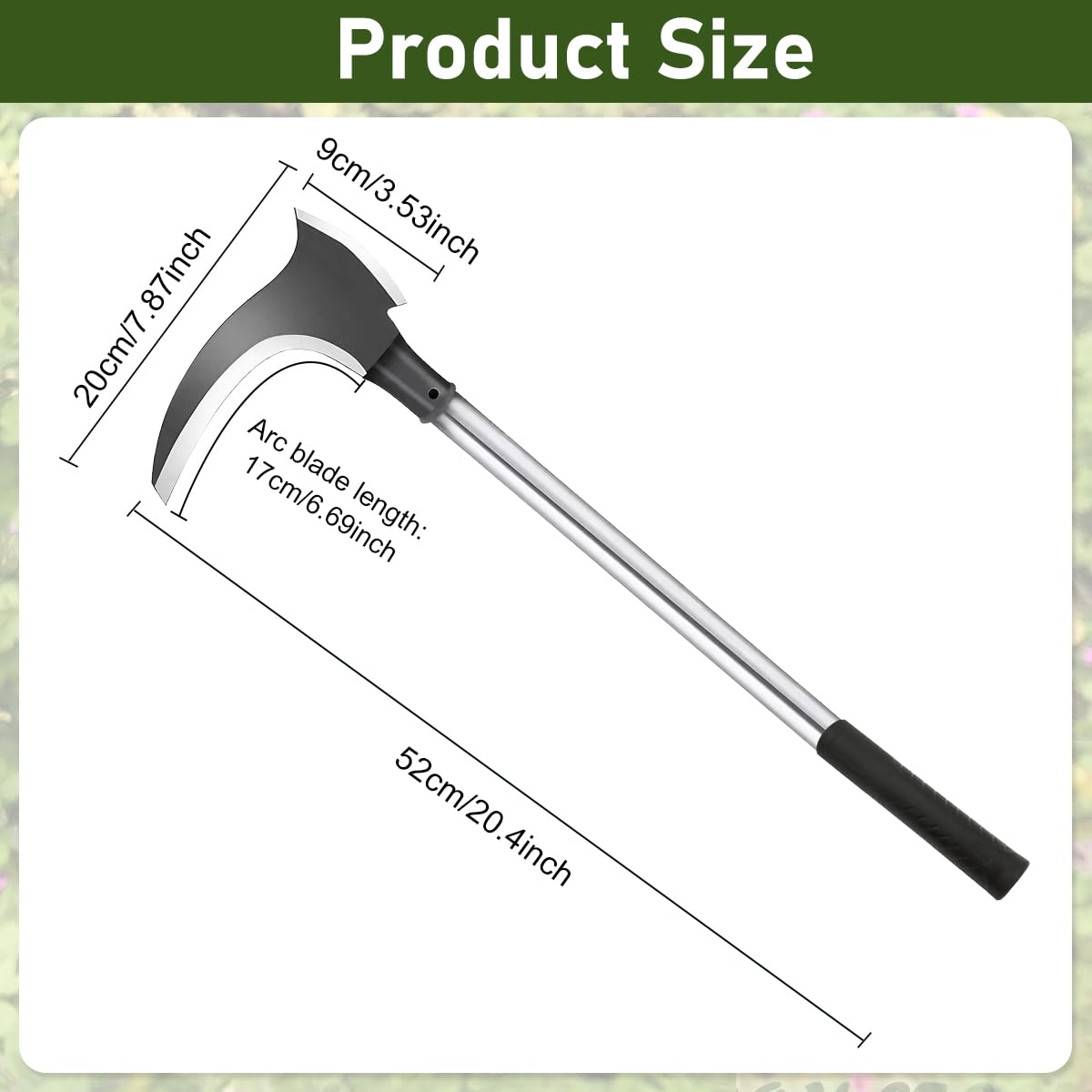 HASTHIP® Carbon Steel Axe Tool for Wood Cutting Gardening Sickle for Cutting Grass 52 CM Weed Remover with Handle 2 in 1 Grass Removing Chopping Harvesting Pruning 2 PCS