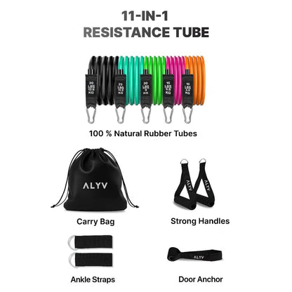 11 Pcs Resistance Bands Set for Exercise, Stretching, & Workout