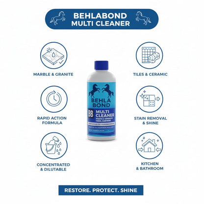 Behlabond Multi Cleaner Liquid for Tiles, Marble, Granite & Ceramic Floors - 800ml Rapid Action Stain Remover, Heavy Duty Grout Cleaner & Surface Shiner (3 Bottle)