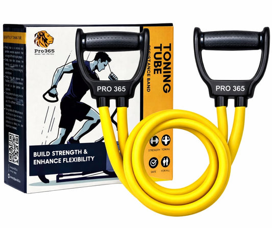 Double Toning Tube Resistance Band | Heavy Duty Exercise Band with Solid Compound Handles