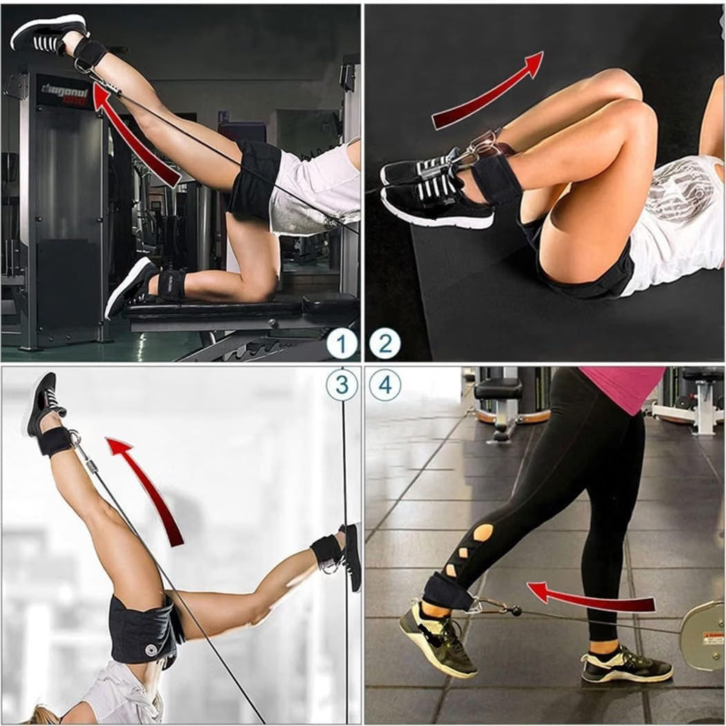 Unisex Ankle Straps with Metal D-Rings for Cable Machine