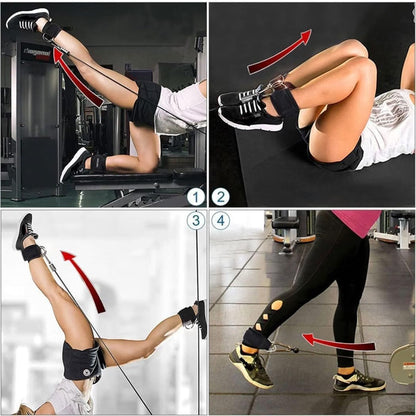 Unisex Ankle Straps with Metal D-Rings for Cable Machine