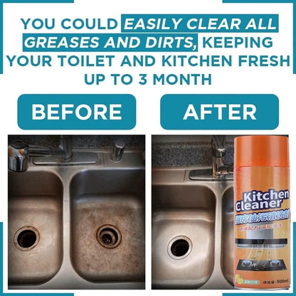 Multipurpose Bubble Foam Cleaner Kitchen Cleaner Spray Oil & Grease Stain Remover Chimney Cleaner Spray Bubble Cleaner All Purpose Foam Degreaser Spray
