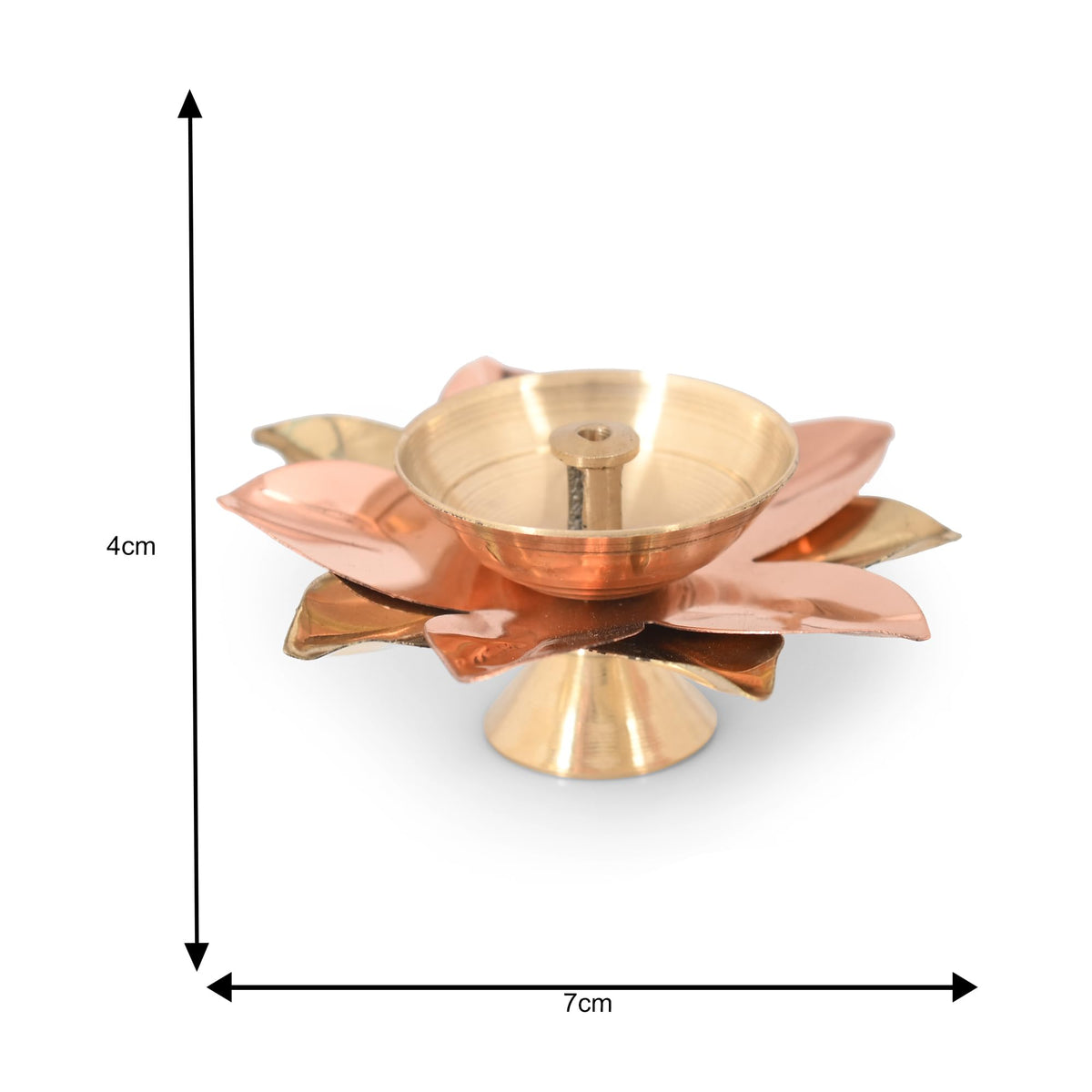 Collectible India Brass Diya Lamp Lotus Shape -Decorative Akhand Deepak for Pooja - Set of 2 (Gold_3 X 3 X 1.5 Inches)