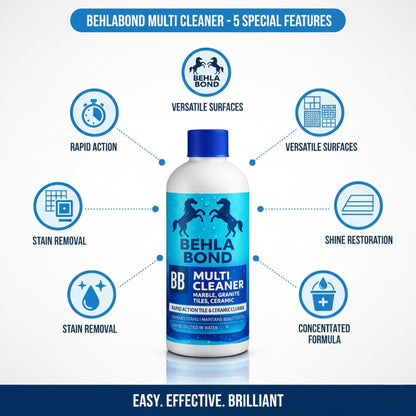 Behlabond Multi Cleaner Liquid for Tiles, Marble, Granite & Ceramic Floors - 800ml Rapid Action Stain Remover, Heavy Duty Grout Cleaner & Surface Shiner (3 Bottle)