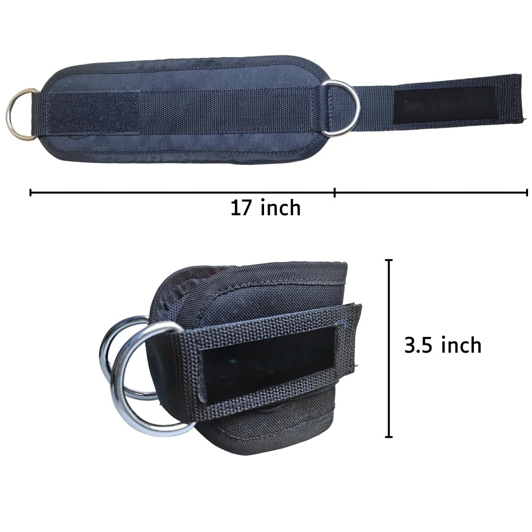 Unisex Ankle Straps with Metal D-Rings for Cable Machine