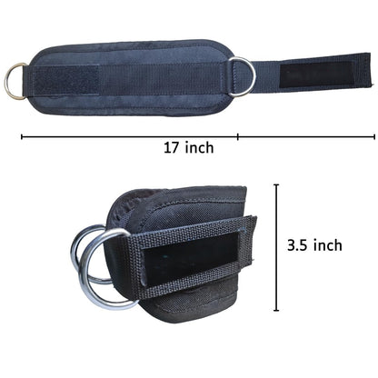 Unisex Ankle Straps with Metal D-Rings for Cable Machine