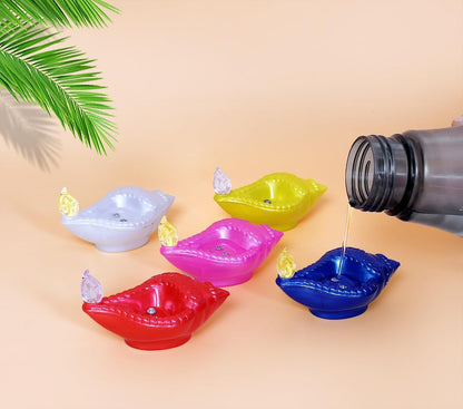 Water Sensor Diya with Shankh Shape Flameless & Smokeless LED Diya, Eco Friendly Decorative Diyas Light, Battery Operated LED Diya for Diwali, Festivals, Office & Home Decoration (Pack of 12)