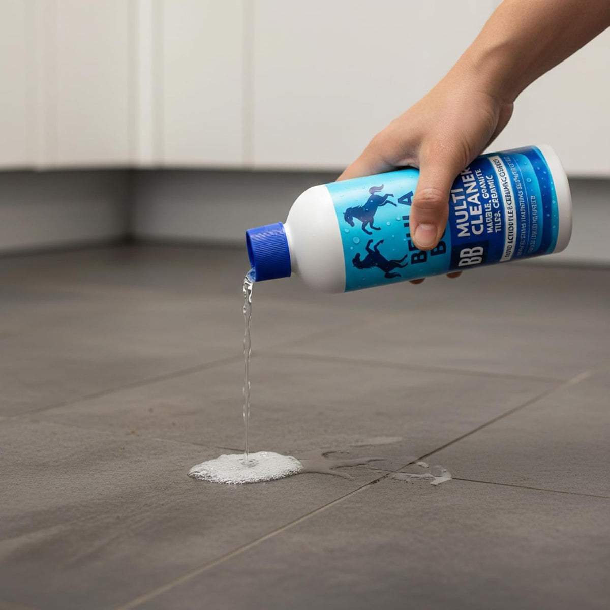 Behlabond Multi Cleaner Liquid for Tiles, Marble, Granite & Ceramic Floors - 800ml Rapid Action Stain Remover, Heavy Duty Grout Cleaner & Surface Shiner (3 Bottle)