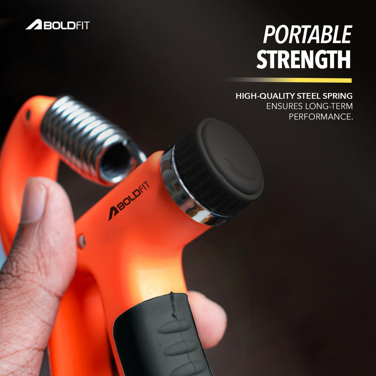 Boldfit Hand Gripper for Men & Women Hand Grip Strengthener for Forearm, Wrist & Finger Workout Fitness Equipment for Home & Gym Training (60 Kg) Orange