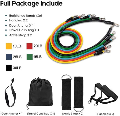 11 Pcs Resistance Bands Set for Exercise, Stretching, & Workout