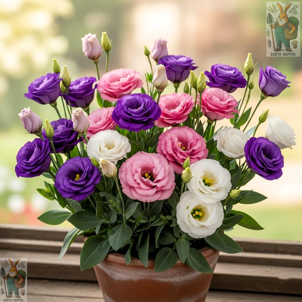 Earth Hopper 50+ SEEDS Lisianthus Flower Mix Colors Seed Pack, Easy Care & Fragrant & Air Purifying for Indoor & Outdoor Gardening.