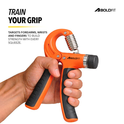 Boldfit Hand Gripper for Men & Women Hand Grip Strengthener for Forearm, Wrist & Finger Workout Fitness Equipment for Home & Gym Training (60 Kg) Orange