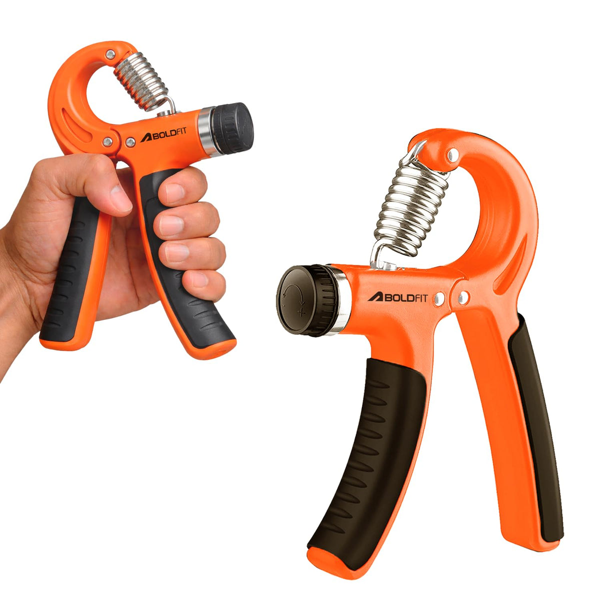 Boldfit Hand Gripper for Men & Women Hand Grip Strengthener for Forearm, Wrist & Finger Workout Fitness Equipment for Home & Gym Training (60 Kg) Orange