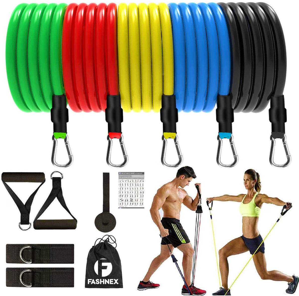 11 Pcs Resistance Bands Set for Exercise, Stretching, & Workout (Copy)