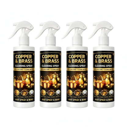Copper & Brass Cleaning Spray for Utensils and Home Decor, Shine & Restore Formula, Removes Tarnish, Easy Spray & Wipe Cleaner, Suitable for Kitchen and Daily Use, Each 200ml, Pack of 4