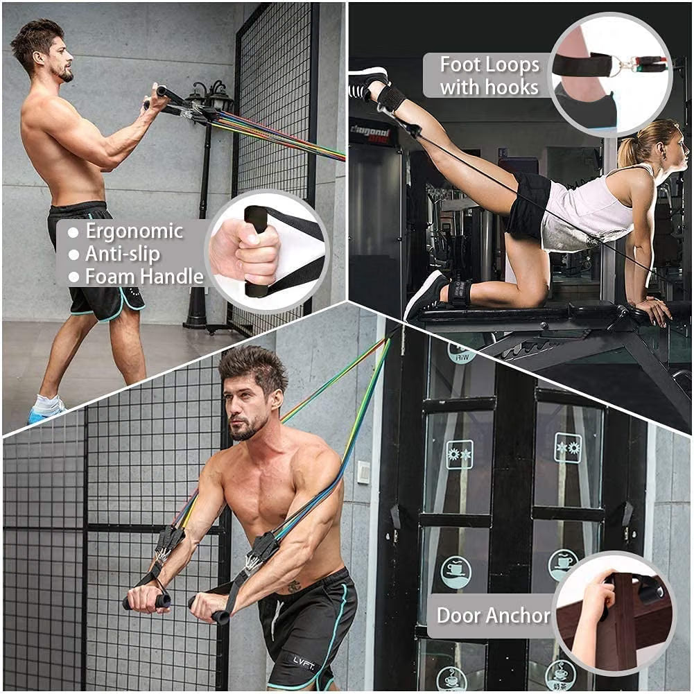 11 Pcs Resistance Bands Set for Exercise, Stretching, & Workout (Copy)