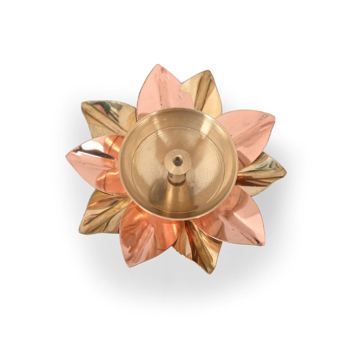 Collectible India Brass Diya Lamp Lotus Shape -Decorative Akhand Deepak for Pooja - Set of 2 (Gold_3 X 3 X 1.5 Inches)