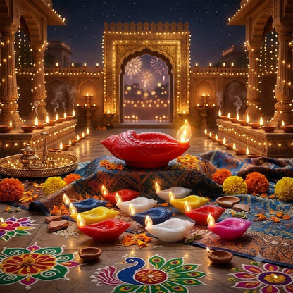 Water Sensor Diya with Shankh Shape Flameless & Smokeless LED Diya, Eco Friendly Decorative Diyas Light, Battery Operated LED Diya for Diwali, Festivals, Office & Home Decoration (Pack of 12)