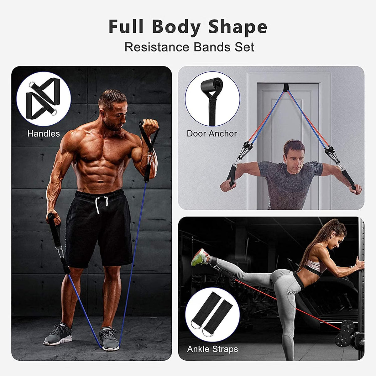 11 Pcs Resistance Bands Set for Exercise, Stretching, & Workout