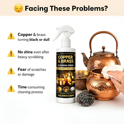 Copper & Brass Cleaning Spray for Utensils and Home Decor, Shine & Restore Formula, Removes Tarnish, Easy Spray & Wipe Cleaner, Suitable for Kitchen and Daily Use, Each 200ml, Pack of 4