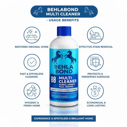 Behlabond Multi Cleaner Liquid for Tiles, Marble, Granite & Ceramic Floors - 800ml Rapid Action Stain Remover, Heavy Duty Grout Cleaner & Surface Shiner (3 Bottle)