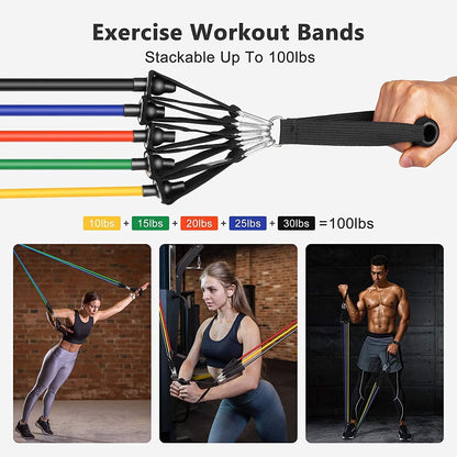 11 Pcs Resistance Bands Set for Exercise, Stretching, & Workout