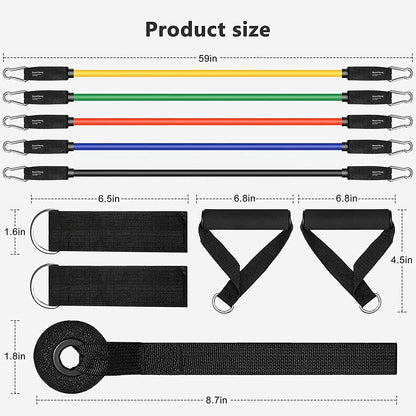 11 Pcs Resistance Bands Set for Exercise, Stretching, & Workout