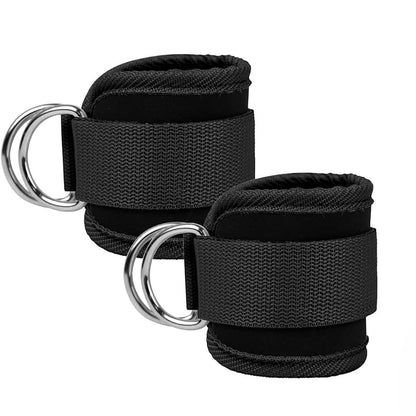 Unisex Ankle Straps with Metal D-Rings for Cable Machine