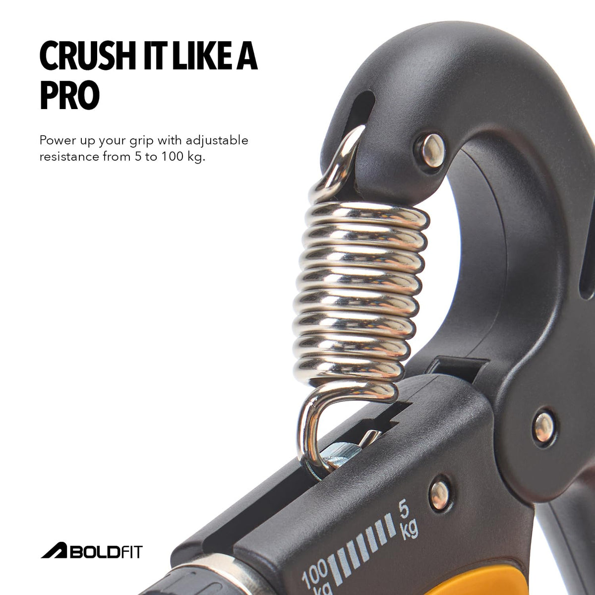 Boldfit Hand Gripper 100kg Hand Grip Forearm Strengthener Finger Gripper Exercise Gym Hand Grip Strengthener With Counter Hand Griper For Men & Women Five Finger Gripper - 100kg Orange
