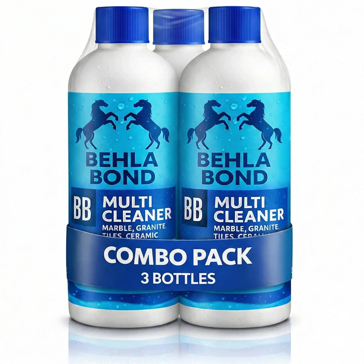 Behlabond Multi Cleaner Liquid for Tiles, Marble, Granite & Ceramic Floors - 800ml Rapid Action Stain Remover, Heavy Duty Grout Cleaner & Surface Shiner (3 Bottle)