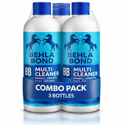 Behlabond Multi Cleaner Liquid for Tiles, Marble, Granite & Ceramic Floors - 800ml Rapid Action Stain Remover, Heavy Duty Grout Cleaner & Surface Shiner (3 Bottle)