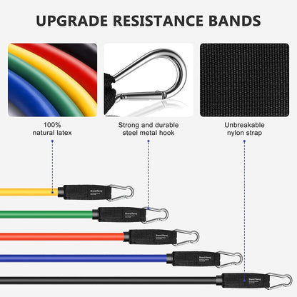 11 Pcs Resistance Bands Set for Exercise, Stretching, & Workout