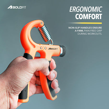 Boldfit Hand Gripper for Men & Women Hand Grip Strengthener for Forearm, Wrist & Finger Workout Fitness Equipment for Home & Gym Training (60 Kg) Orange