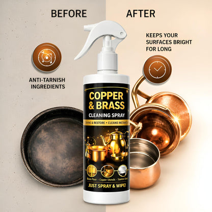 Copper & Brass Cleaning Spray for Utensils and Home Decor, Shine & Restore Formula, Removes Tarnish, Easy Spray & Wipe Cleaner, Suitable for Kitchen and Daily Use, Each 200ml, Pack of 4