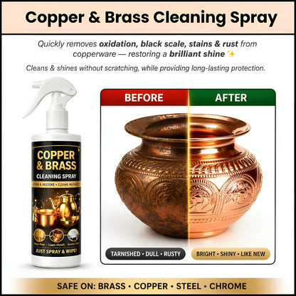Copper & Brass Cleaning Spray for Utensils and Home Decor, Shine & Restore Formula, Removes Tarnish, Easy Spray & Wipe Cleaner, Suitable for Kitchen and Daily Use, Each 200ml, Pack of 4