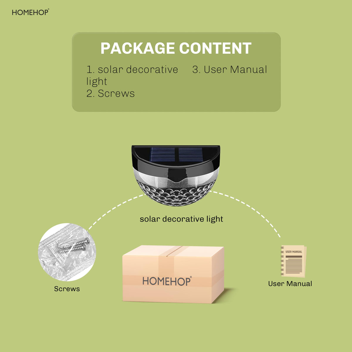 Homehop Solar Light Outdoor Home Garden Wall LED Decoration Lamp Wireless