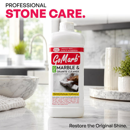 GoMarb Pro Marble & Granite Cleaner (500ml) Concentrated | Non-Acidic, Safe for Delicate Surfaces | Cleans & Restores Shine on Marble, Granite, Tiles, and Stone Surfaces | Made in India