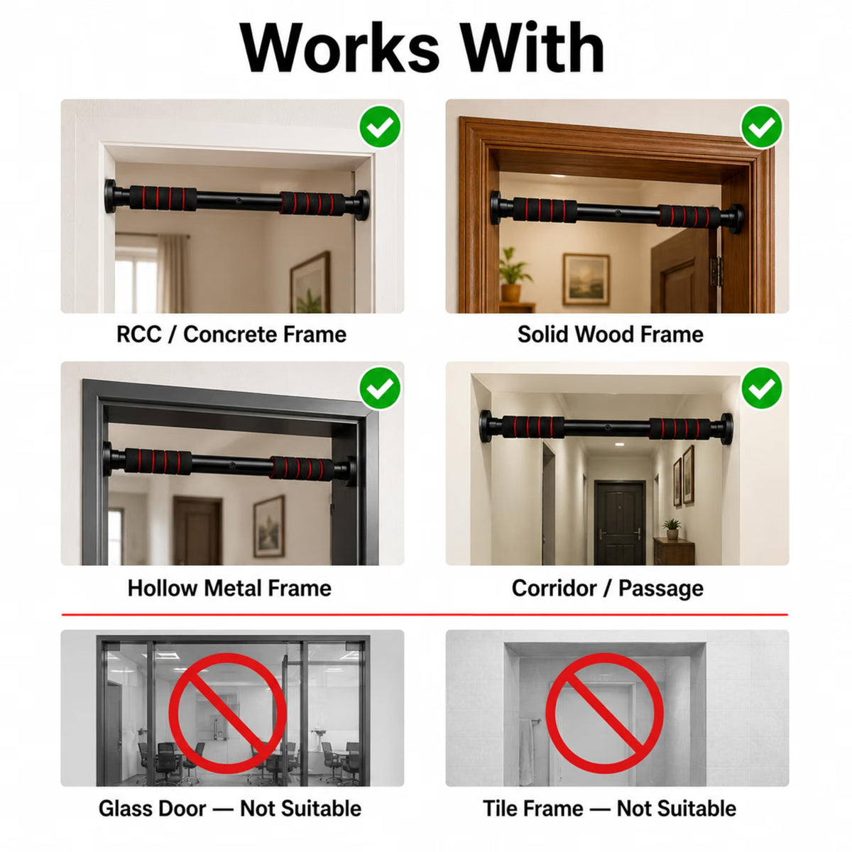 Pull Up Bar for Home | Doorway Pull Up Bar for Kids & Adults
