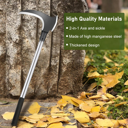 HASTHIP® Carbon Steel Axe Tool for Wood Cutting Gardening Sickle for Cutting Grass 52 CM Weed Remover with Handle 2 in 1 Grass Removing Chopping Harvesting Pruning 2 PCS
