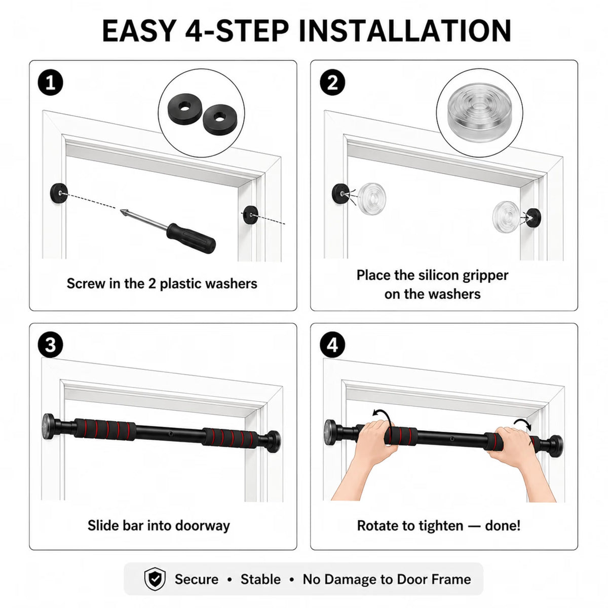 Pull Up Bar for Home | Doorway Pull Up Bar for Kids & Adults