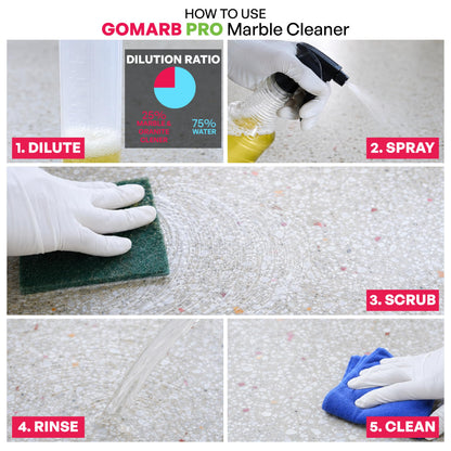 GoMarb Pro Marble & Granite Cleaner (500ml) Concentrated | Non-Acidic, Safe for Delicate Surfaces | Cleans & Restores Shine on Marble, Granite, Tiles, and Stone Surfaces | Made in India