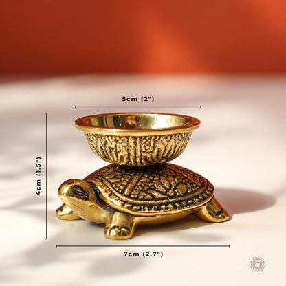 BEHOMA Handcrafted 100% Pure Brass Turtle Diya for Pooja & Home Temple