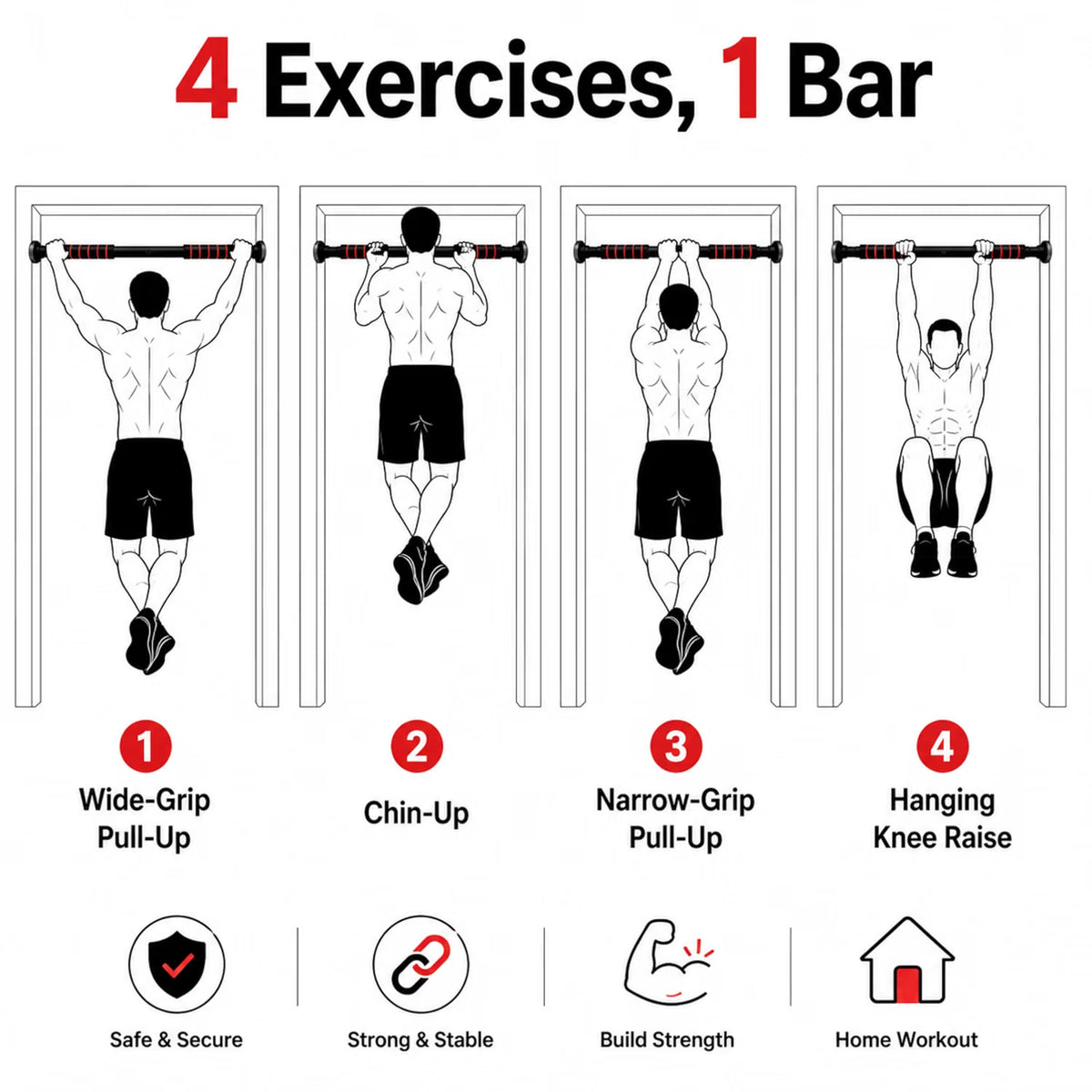 Pull Up Bar for Home | Doorway Pull Up Bar for Kids & Adults